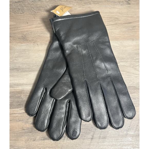 J.Crew Cashmere-Lined Sheep Leather Tech Gloves Women's Size Large Black NWT - Picture 1 of 7